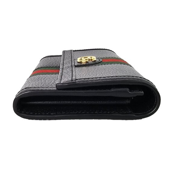 GUCCI Calfskin Web Ophidia Continental Wallet Black Striped Flap Leather GG Bag - Picture 11 of 16